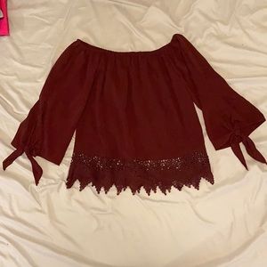 Burgundy Off the shoulder Top